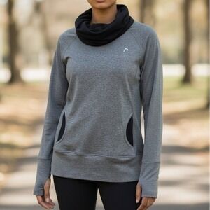 HEAD‎ Gray Cowl Neck Athletic Pullover Hoodie Thumbholes Women's Small